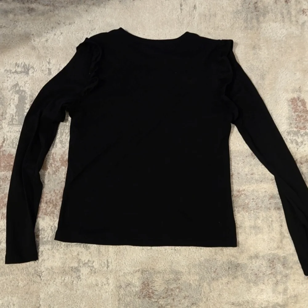 Mango Ruffle Trim Top Black - S - Picture 6 of 10
